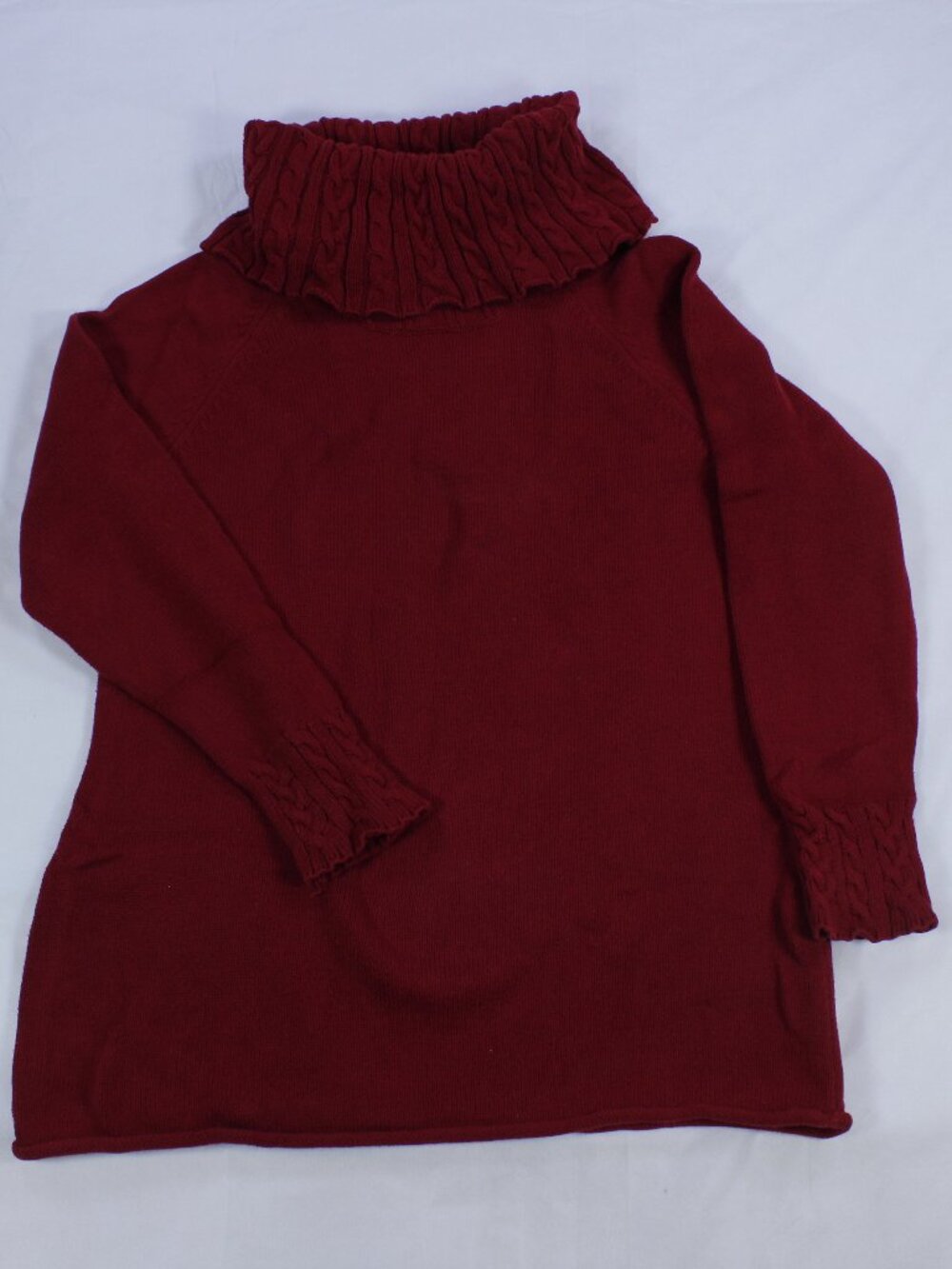 Coldwater Creek Ruffled Turtleneck Sweater - Burgundy Red - Women's - Size S